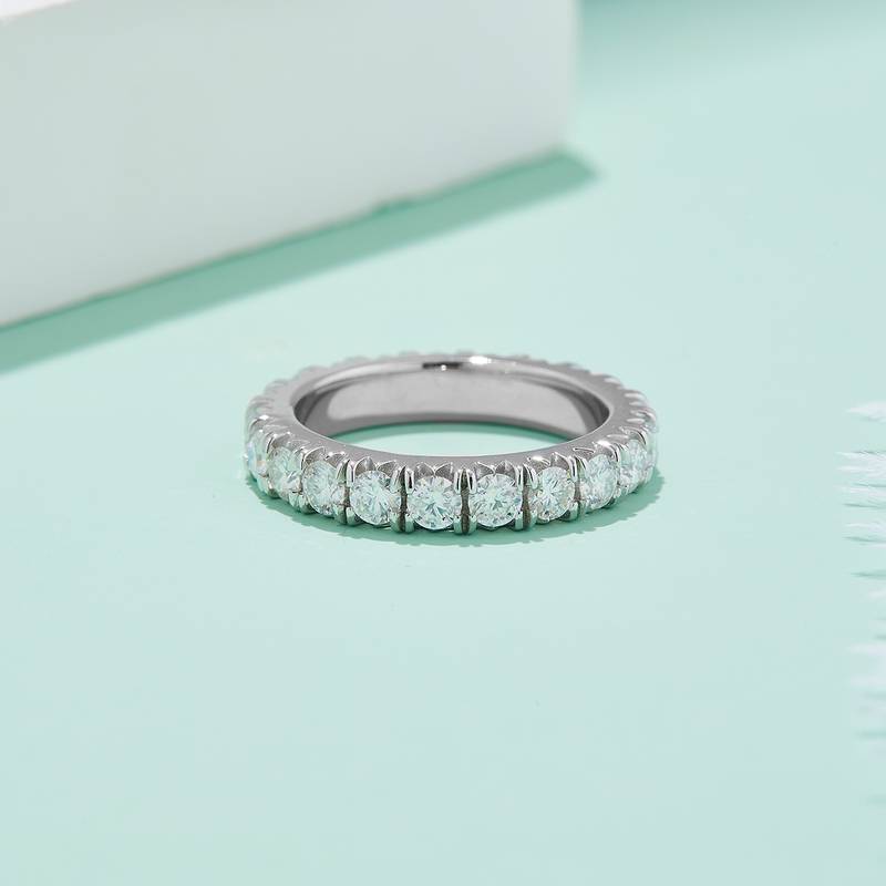 Full circle tiger claw guard ring S925 silver plated platinum moissanite diamond gemstone 3.0mm